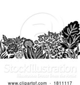 Vector Illustration of Flowers Pattern Flower Woodcut Engraved Abstract by AtStockIllustration