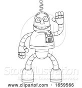Vector Illustration of Friendly Robot Children Coloring Character by AtStockIllustration