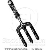 Vector Illustration of Garden Fork Gardening Tool Vintage Style Woodcut by AtStockIllustration