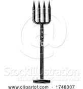 Vector Illustration of Garden Tool Gardening Fork Woodcut Vintage Style by AtStockIllustration