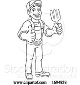Vector Illustration of Gardener Garden Fork Tool Handyman Guy by AtStockIllustration