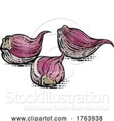 Vector Illustration of Garlic Vegetable Illustration in a Vintage Retro Woodcut Etching Style by AtStockIllustration