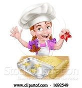 Vector Illustration of Girl Child Chef Kid Character Baking by AtStockIllustration