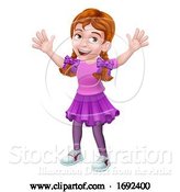 Vector Illustration of Girl Kid Character Waving by AtStockIllustration