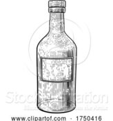 Vector Illustration of Glass Drink Bottle Vintage Etching Woodcut Style by AtStockIllustration