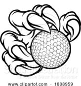 Vector Illustration of Golf Ball Claw Monster Animal Hand by AtStockIllustration