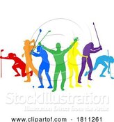 Vector Illustration of Golfers Golfing Silhouette Golf People Silhouettes by AtStockIllustration