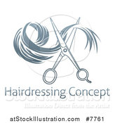 Vector Illustration of Gradient Scissors Cutting Hair over Sample Text by AtStockIllustration