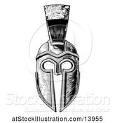 Vector Illustration of Grayscale Spartan Helmet by AtStockIllustration