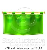 Vector Illustration of Green Banner Suspended from a Golden Pole by AtStockIllustration