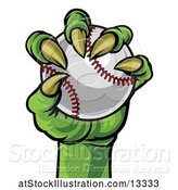 Vector Illustration of Green Monster Claw Holding a Baseball by AtStockIllustration