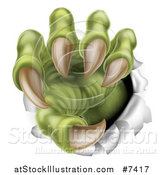 Vector Illustration of Green Monster Claws Ripping Through Metal with Sharp Talons by AtStockIllustration