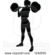 Vector Illustration of Gym Lady Silhouette Barbell Weights by AtStockIllustration