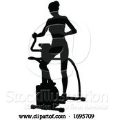 Vector Illustration of Gym Lady Silhouette Elliptical Cross Fit Machine by AtStockIllustration