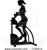 Vector Illustration of Gym Lady Silhouette Elliptical Cross Fit Machine by AtStockIllustration