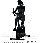 Vector Illustration of Gym Lady Silhouette Stationary Exercise Spin Bike by AtStockIllustration