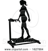 Vector Illustration of Gym Lady Silhouette Treadmill Running Machine by AtStockIllustration