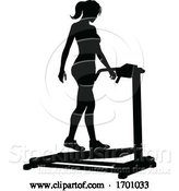 Vector Illustration of Gym Lady Silhouette Treadmill Running Machine by AtStockIllustration