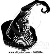 Vector Illustration of Halloween Witch Hat Woodcut Style by AtStockIllustration