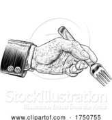 Vector Illustration of Hand Business Suit Holding Food Eating Fork by AtStockIllustration
