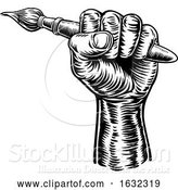 Vector Illustration of Hand Holding Artists Paintbrush by AtStockIllustration