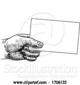 Vector Illustration of Hand Holding Business Card Flyer Note Frame Sign by AtStockIllustration