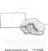 Vector Illustration of Hand Holding Business Card Letter Message Flyer by AtStockIllustration