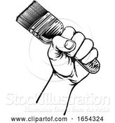 Vector Illustration of Hand Holding Decorators Paintbrush by AtStockIllustration
