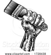 Vector Illustration of Hand Holding Decorators Paintbrush by AtStockIllustration