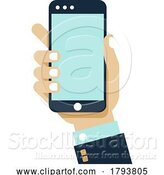 Vector Illustration of Hand Holding Mobile Phone Screen Icon by AtStockIllustration