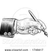 Vector Illustration of Hand in Business Suit Holding Artists Paintbrush by AtStockIllustration