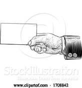 Vector Illustration of Hand in Suit Holding Business Card Letter Flyer by AtStockIllustration