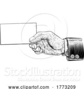 Vector Illustration of Hand in Suit Holding Business Card Letter Flyer by AtStockIllustration