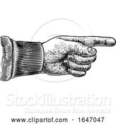 Vector Illustration of Hand Pointing Direction Finger Engraving Woodcut by AtStockIllustration