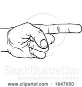 Vector Illustration of Hand Pointing Direction Finger Engraving Woodcut by AtStockIllustration