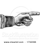Vector Illustration of Hand Pointing Direction Finger Engraving Woodcut by AtStockIllustration