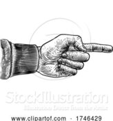 Vector Illustration of Hand Pointing Direction Finger Engraving Woodcut by AtStockIllustration