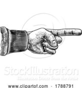 Vector Illustration of Hand Pointing Direction Finger Engraving Woodcut by AtStockIllustration