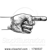 Vector Illustration of Hand Pointing Direction Finger Engraving Woodcut by AtStockIllustration