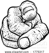 Vector Illustration of Hand Pointing Finger at You Vintage Woodcut Style by AtStockIllustration