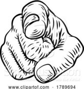 Vector Illustration of Hand Pointing Finger at You Vintage Woodcut Style by AtStockIllustration