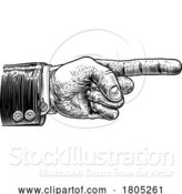 Vector Illustration of Hand Pointing Finger Direction in Business Suit by AtStockIllustration