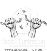 Vector Illustration of Hands Breaking Chain Links Freedom Design by AtStockIllustration