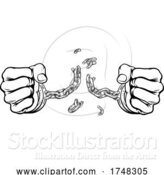 Vector Illustration of Hands Breaking Chain Shackles Cuffs Freedom Design by AtStockIllustration