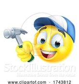 Vector Illustration of Handyman Emoji Emoticon Face with Hammer by AtStockIllustration