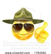 Vector Illustration of Happy Cartoon Drill Sergeant Emoticon Face by AtStockIllustration