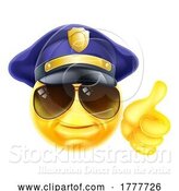 Vector Illustration of Happy Cartoon Policeman Emoticon Emoji Face Icon by AtStockIllustration