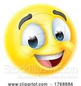 Vector Illustration of Happy Cartoon Smiling Emoji Emoticon Face Icon by AtStockIllustration