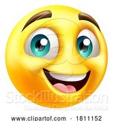 Vector Illustration of Happy Cartoon Smiling Emoji Emoticon Face Icon by AtStockIllustration