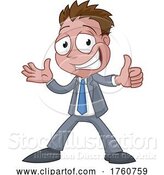 Vector Illustration of Happy Cartoon Thumbs up Businessman in Suit Cartoon by AtStockIllustration